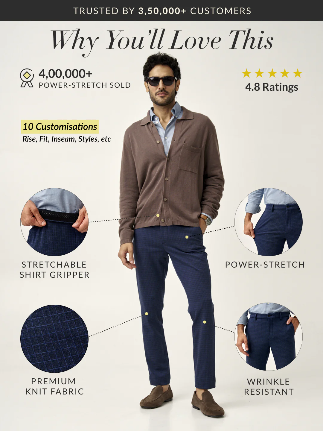 Metro Blue Checks Power-Stretch Pants - Image 2
