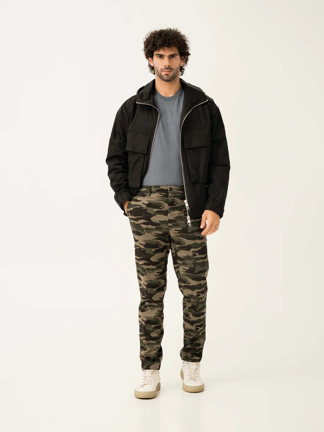 Olive Camo Slim Fit Cargo Pants - Image 10