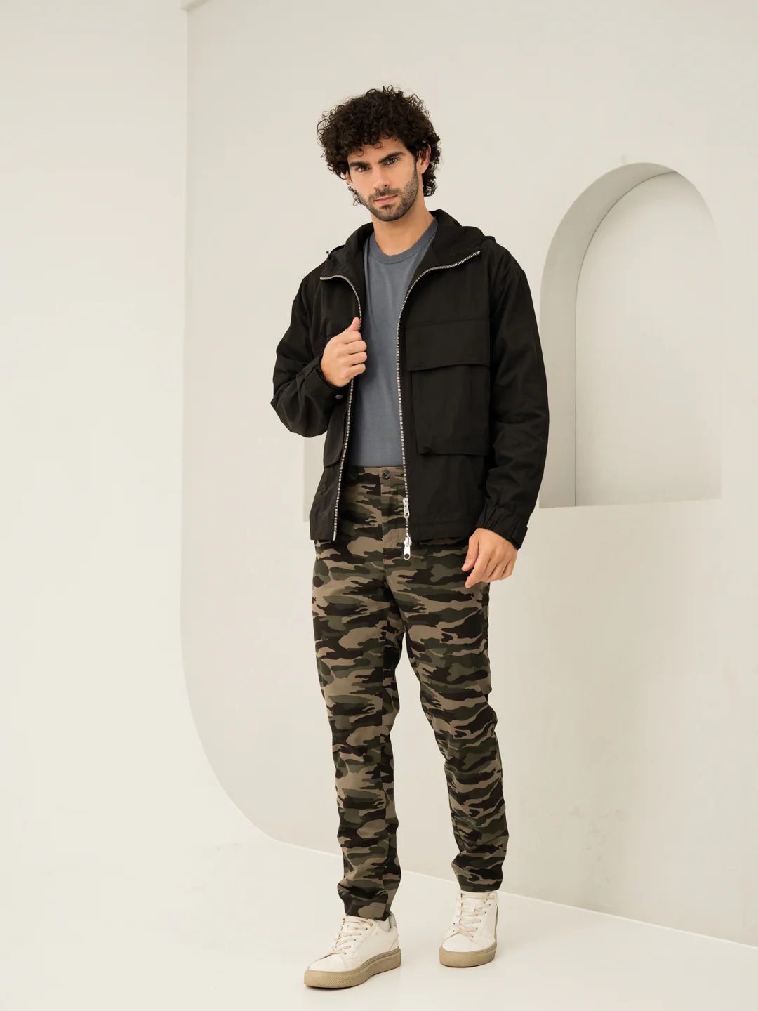 Olive Camo Slim Fit Cargo Pants - Image 7
