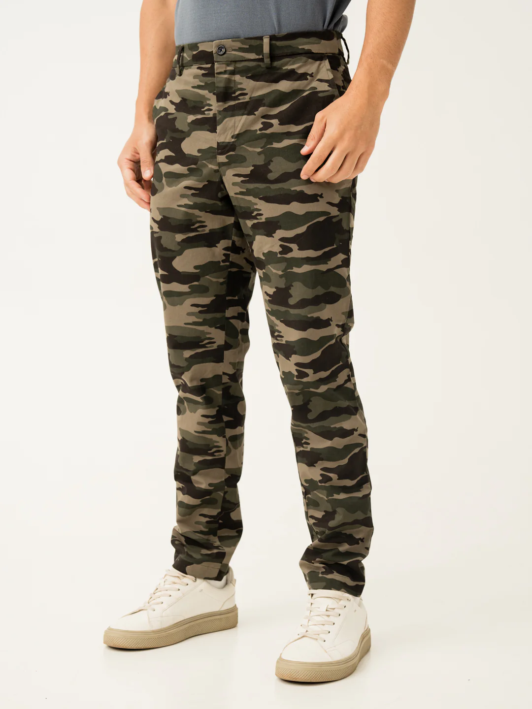 Olive Camo Slim Fit Cargo Pants - Image 8