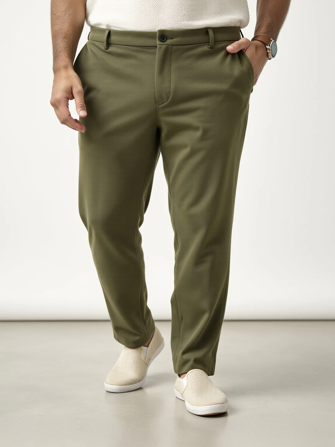Military Green Plus Size Power-Stretch Pants - Image 4