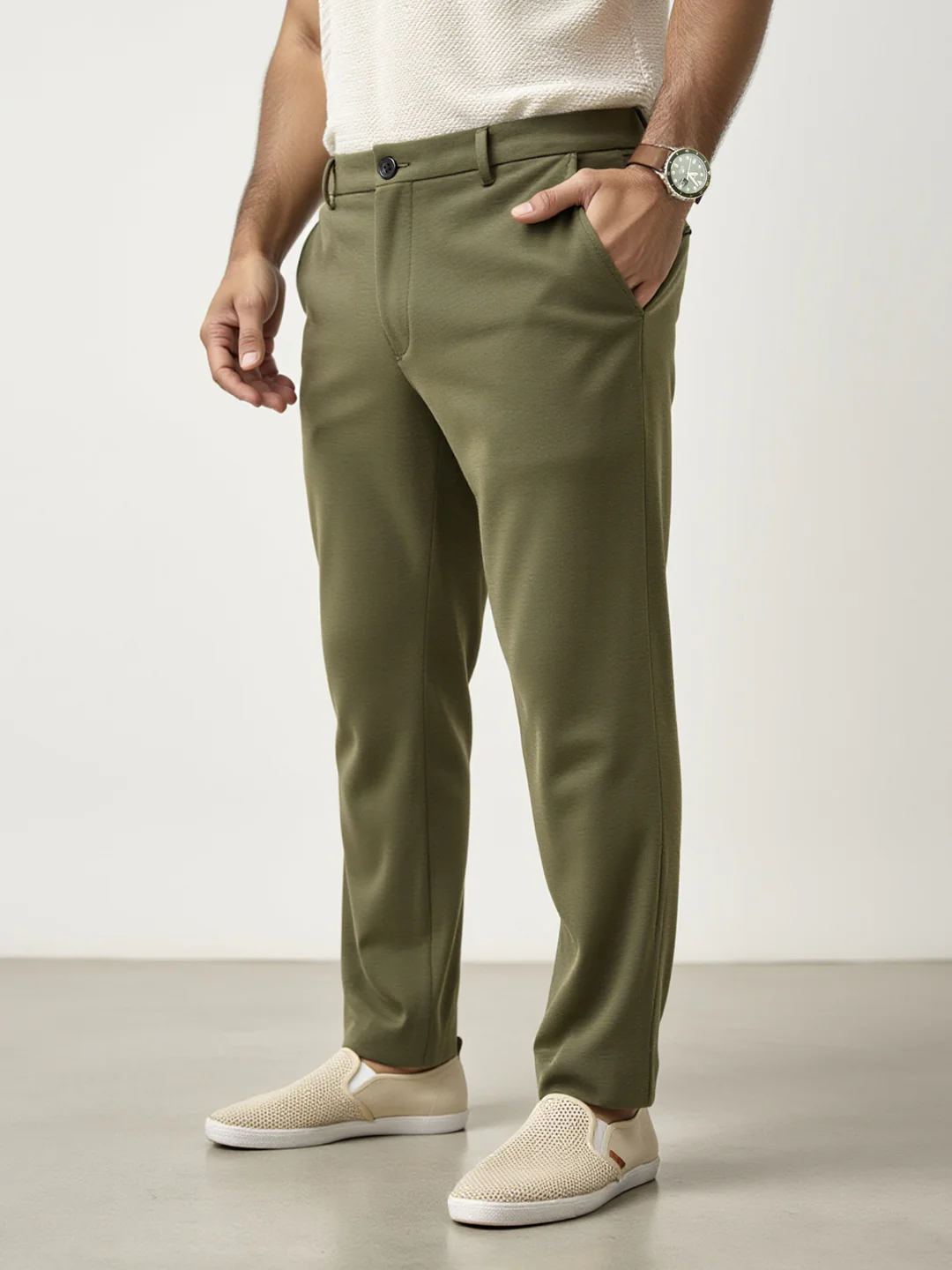 Military Green Plus Size Power-Stretch Pants - Image 7