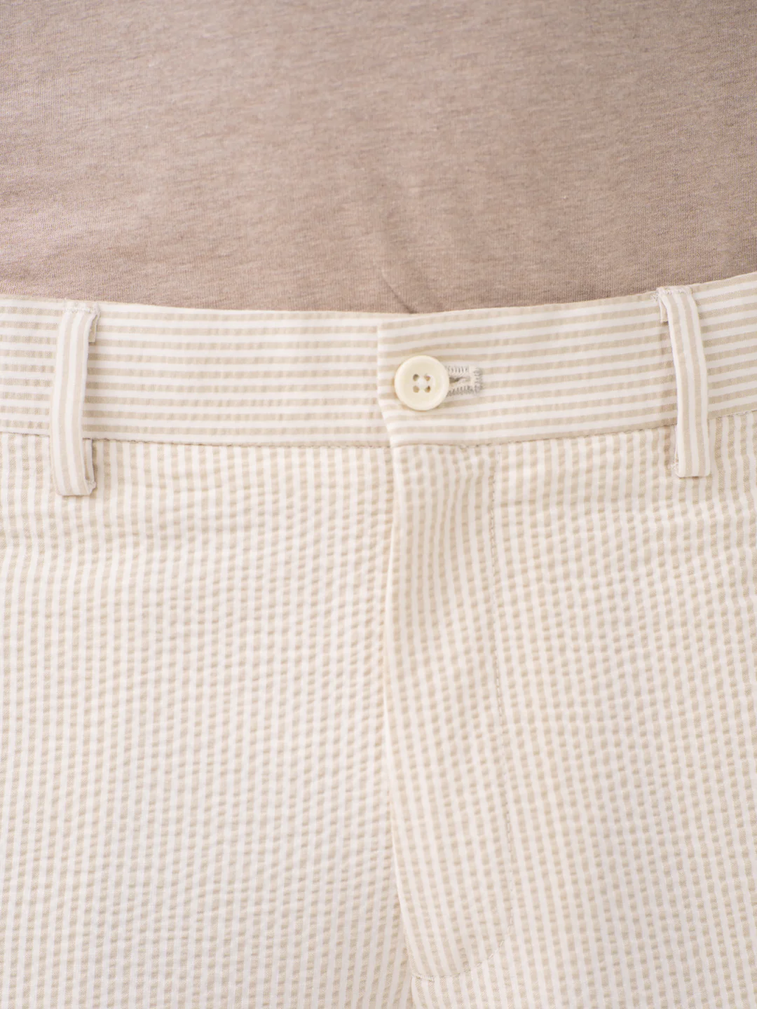 Milo Beige Stripes Seersucker Chino Shorts - Image 11