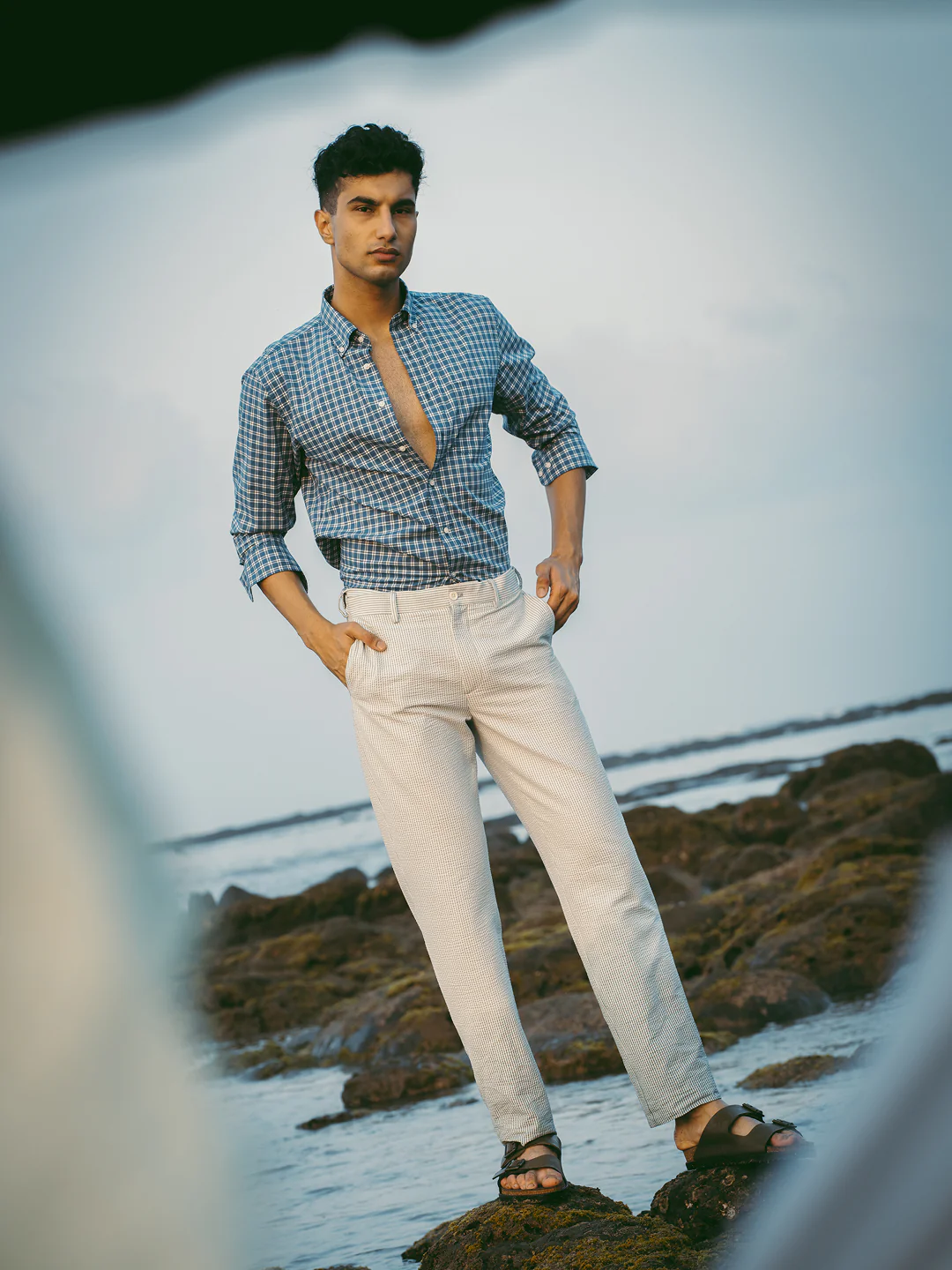Milo Beige Stripes Seersucker Pants - Image 4