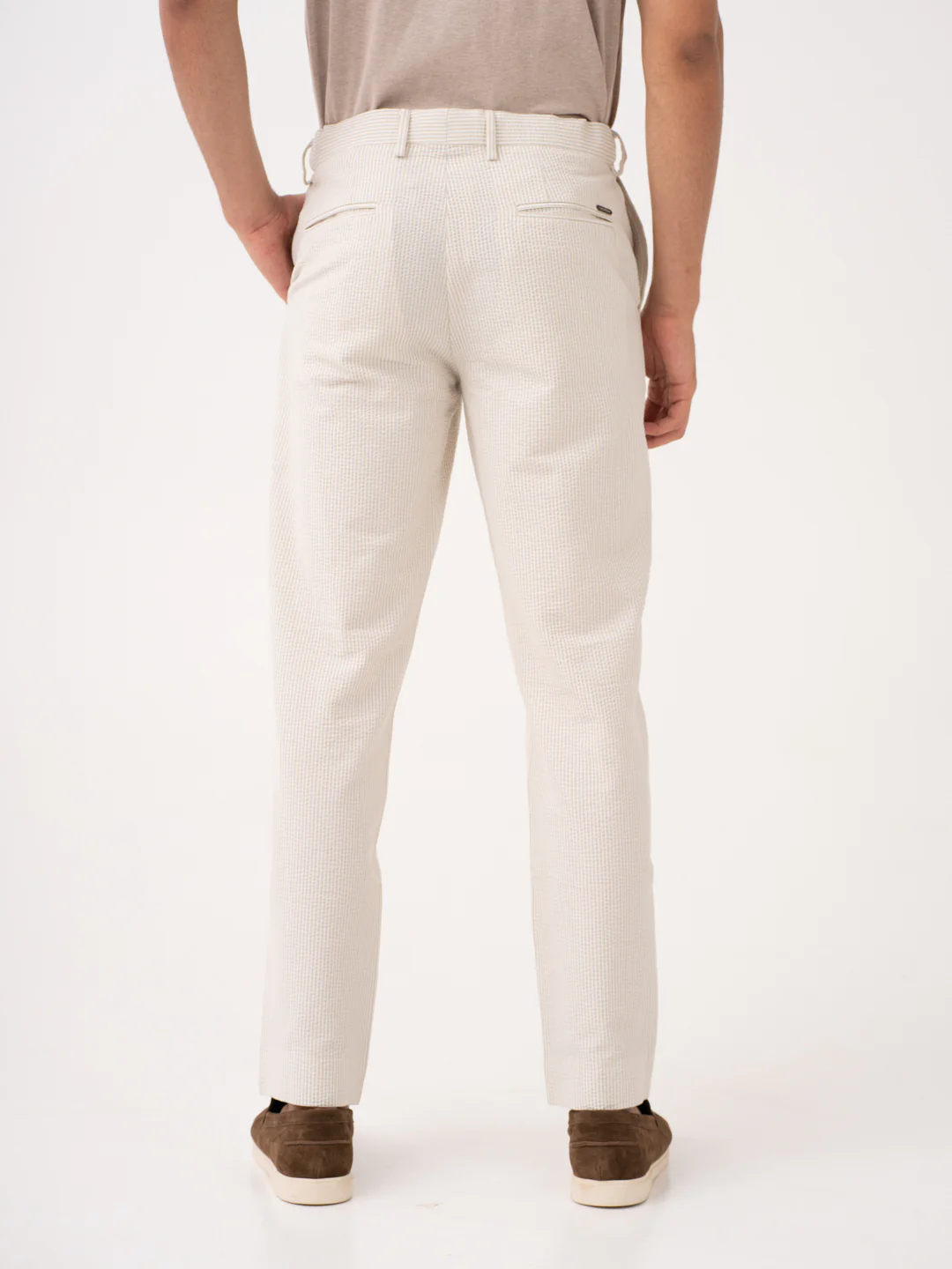 Milo Beige Stripes Seersucker Pants - Image 8