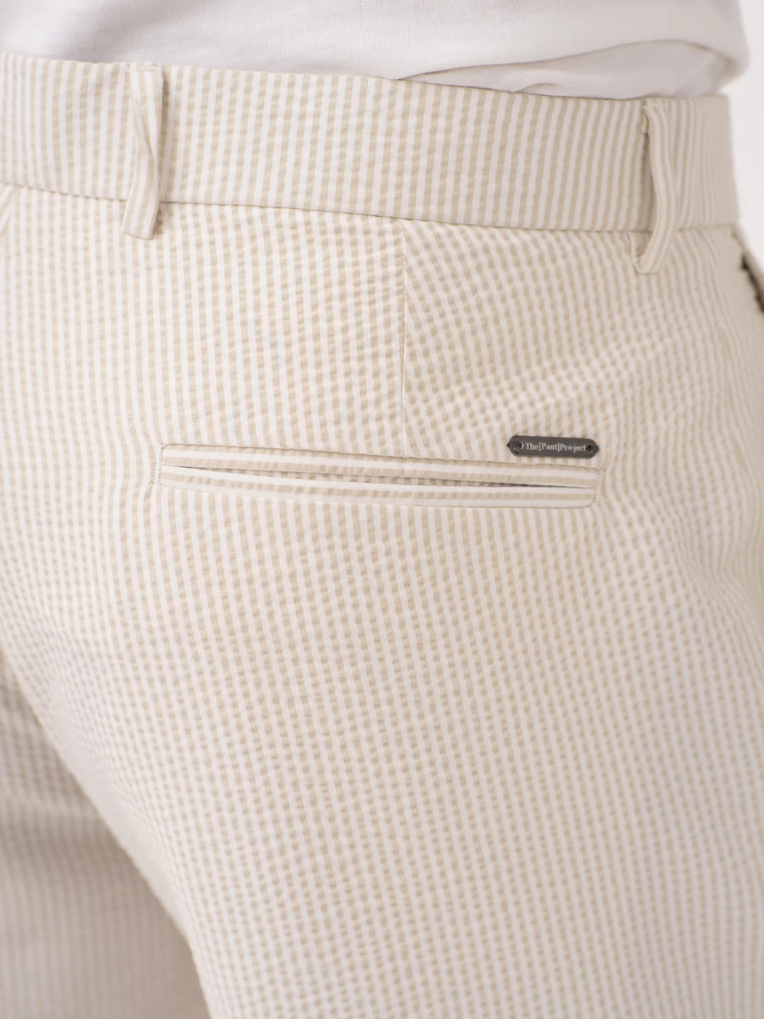 Milo Beige Stripes Seersucker Pants - Image 9