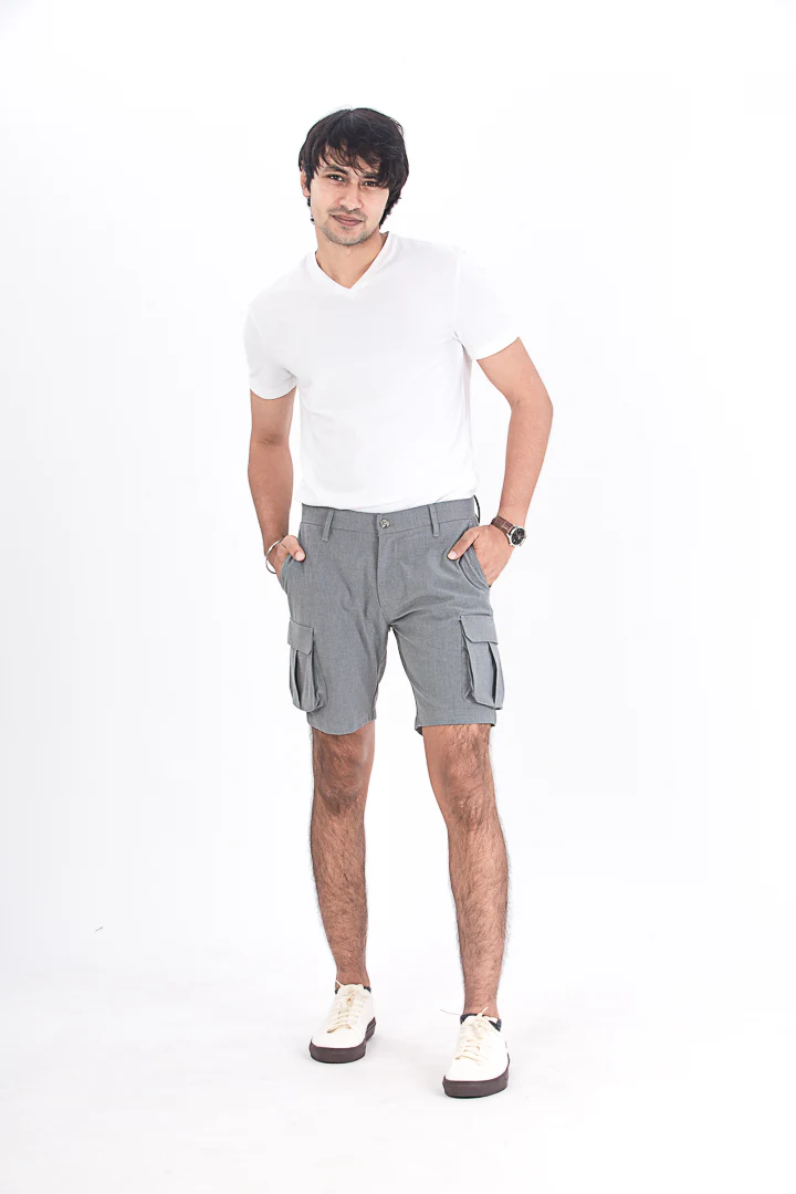 Mineral Grey Stretch Cargo Shorts - Image 3