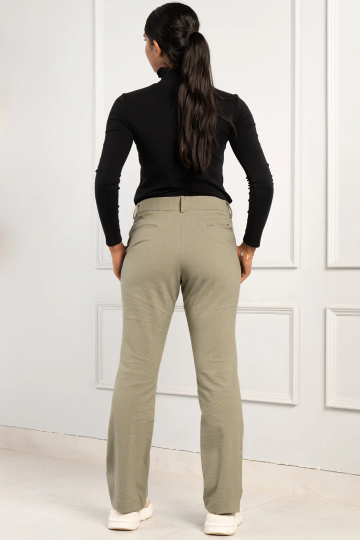 Mint Green Checks Women Pants - Image 6
