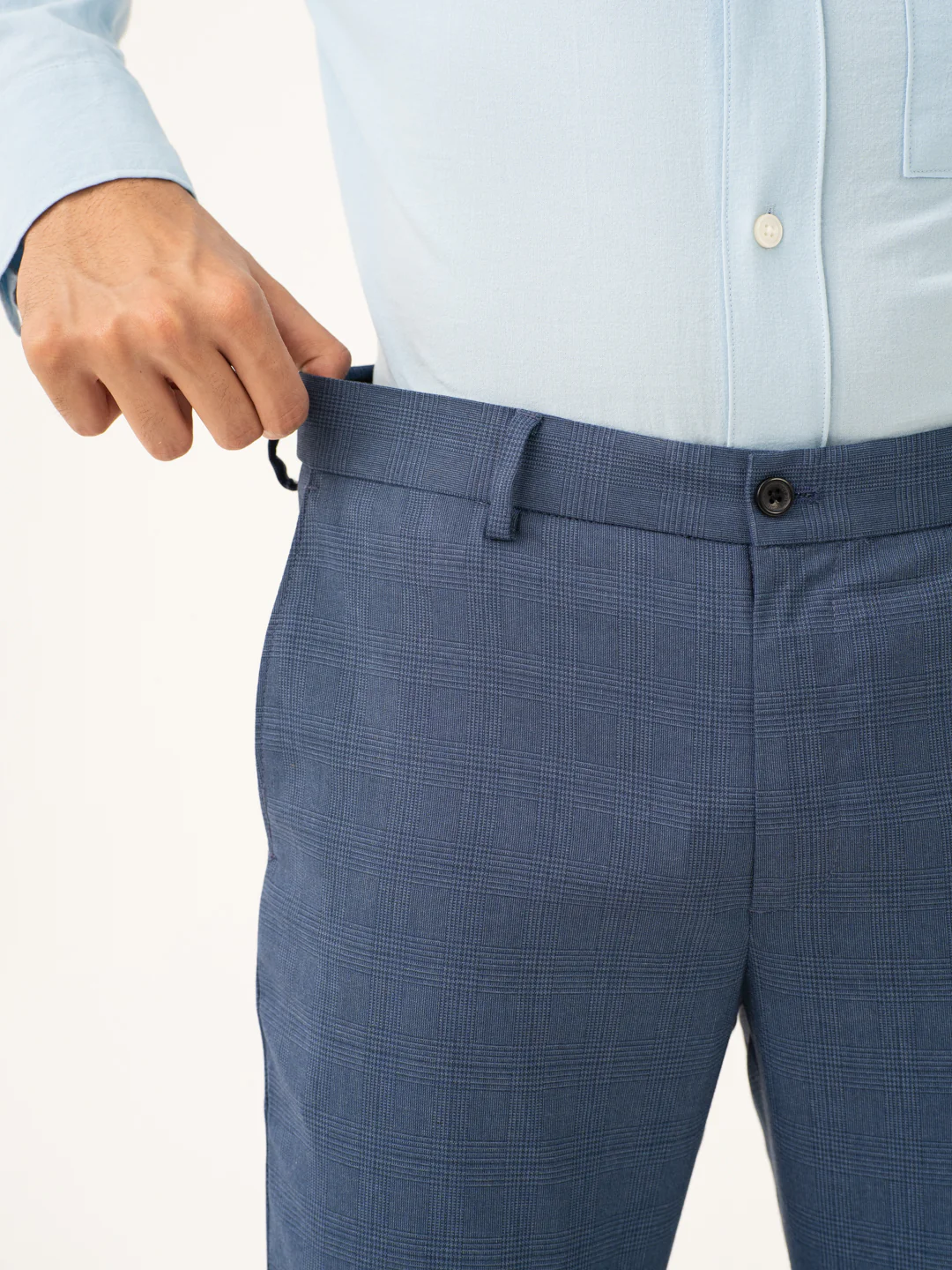 Mirage Blue Checks Stretch Formal Pants - Image 11