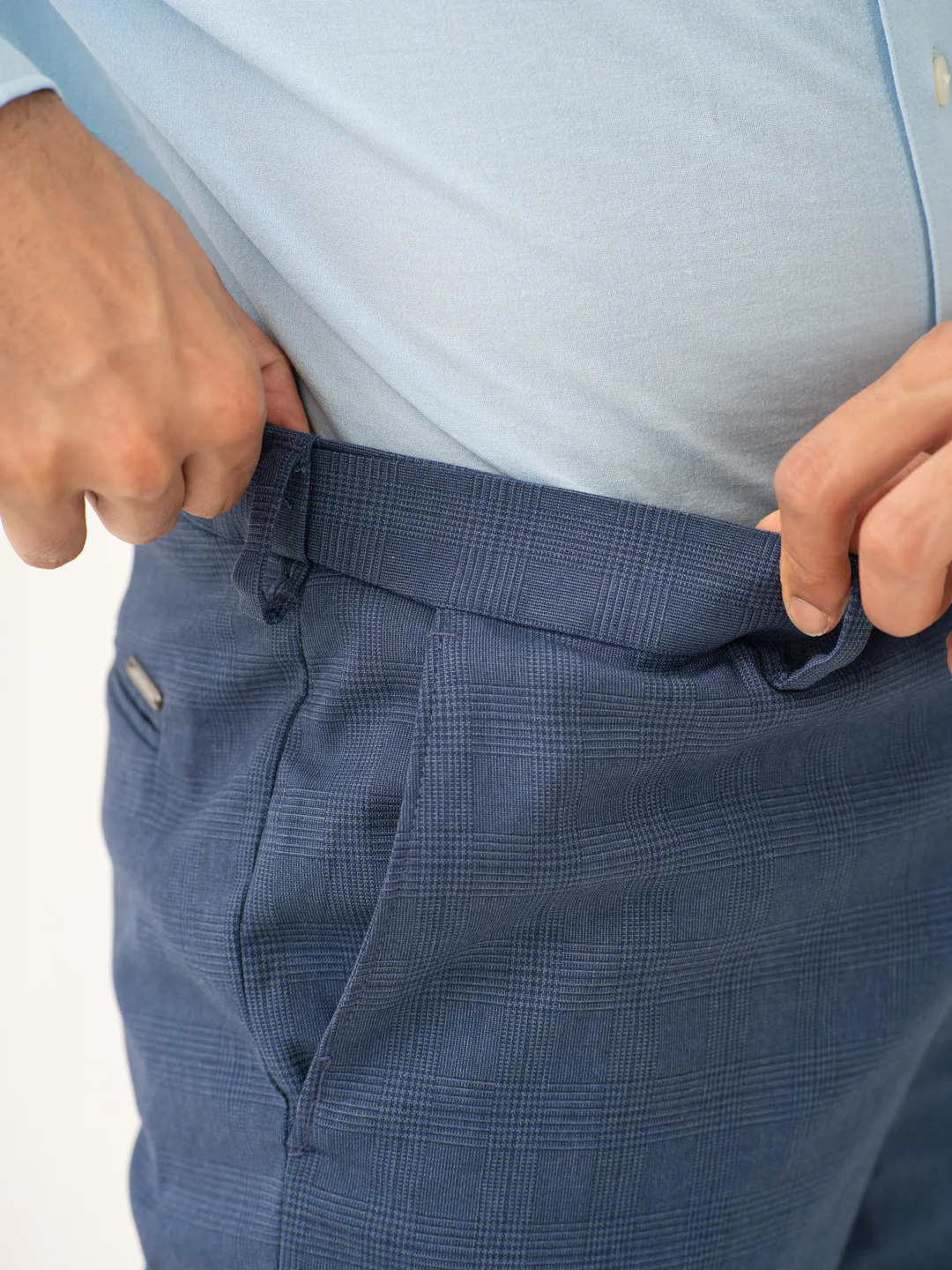 Mirage Blue Checks Stretch Formal Pants - Image 3