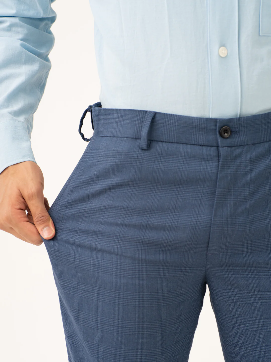 Mirage Blue Checks Stretch Formal Pants - Image 4