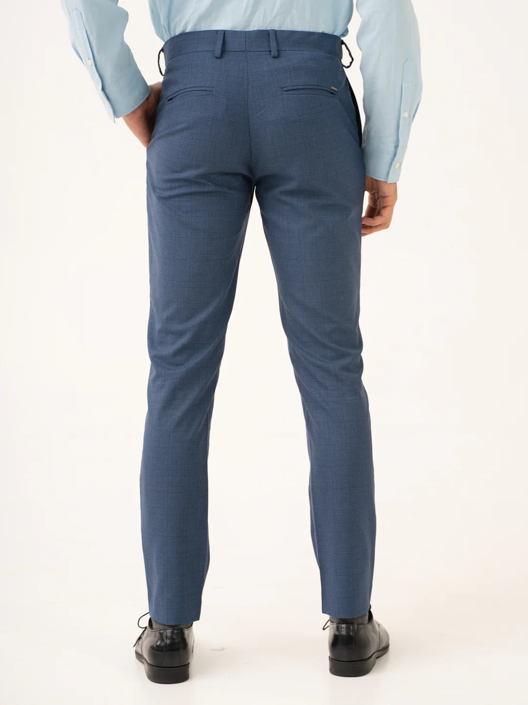 Mirage Blue Checks Stretch Formal Pants - Image 5