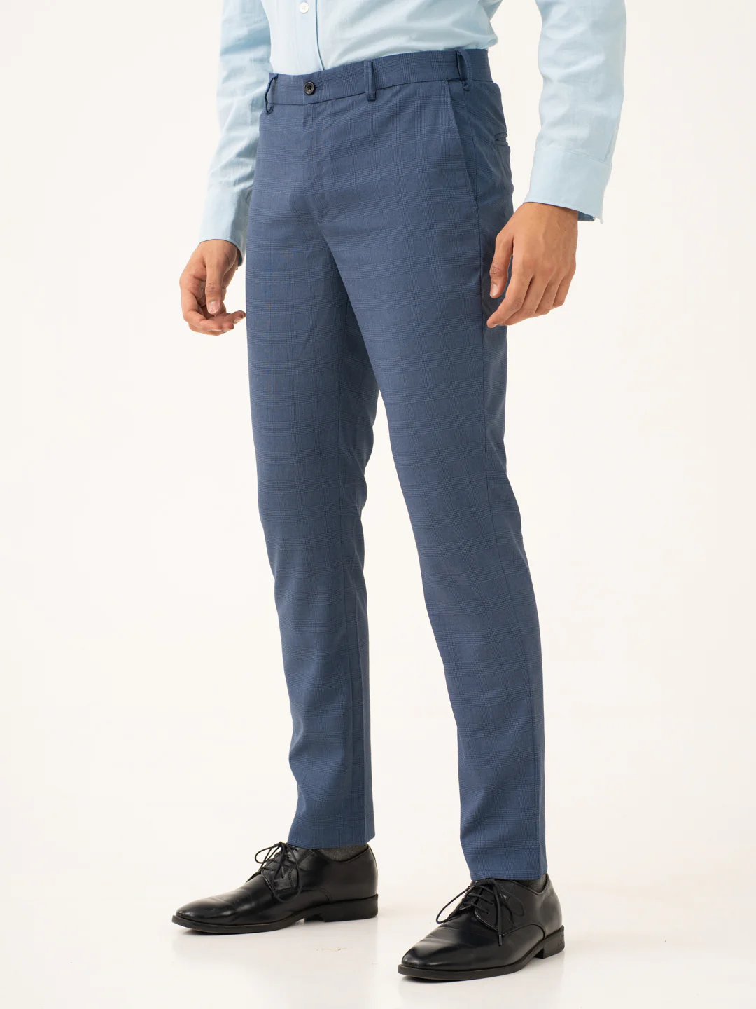 Mirage Blue Checks Stretch Formal Pants - Image 6