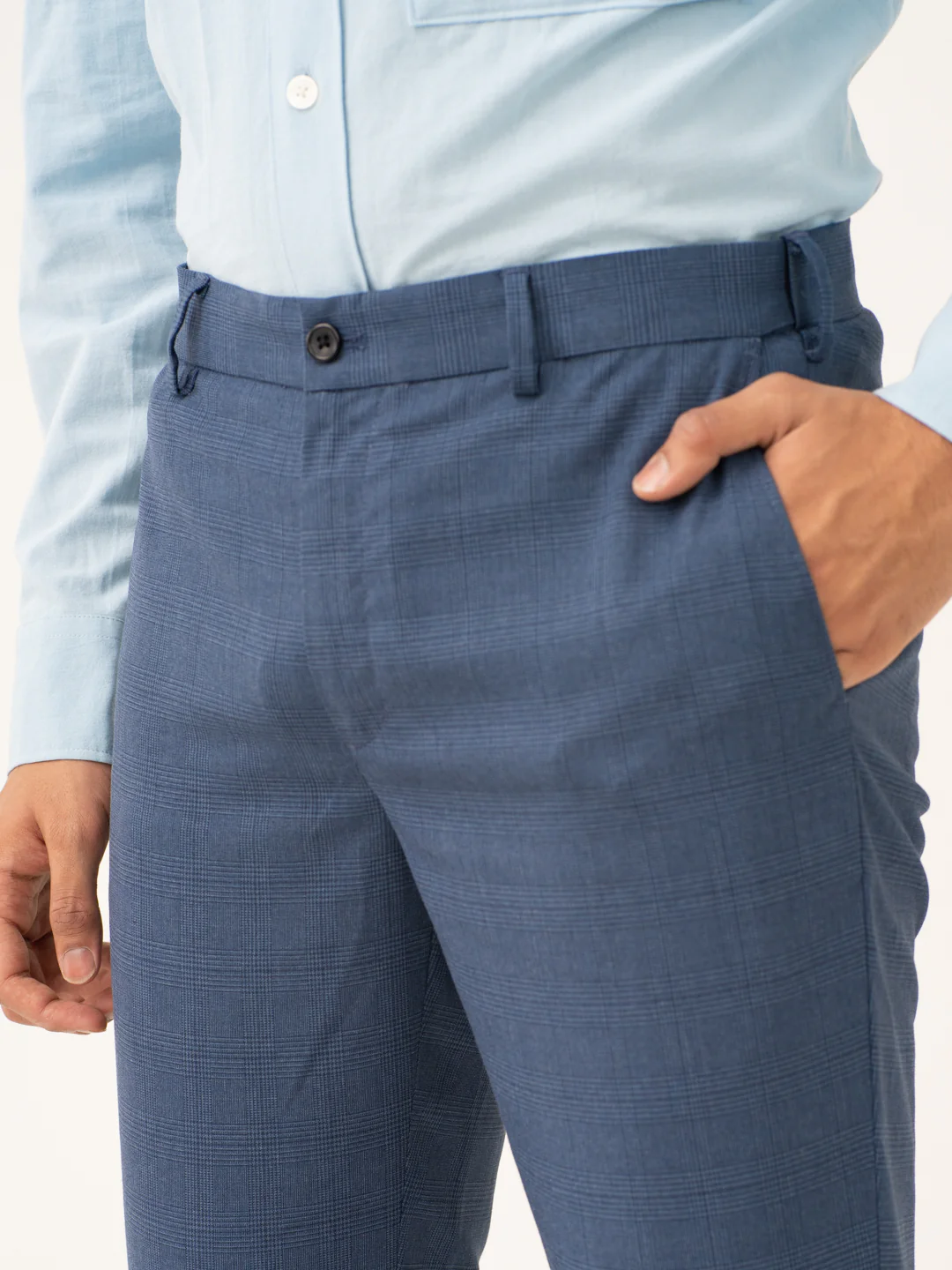 Mirage Blue Checks Stretch Formal Pants - Image 7