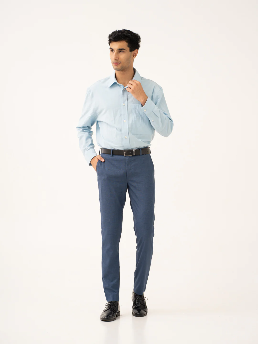 Mirage Blue Checks Stretch Formal Pants - Image 8