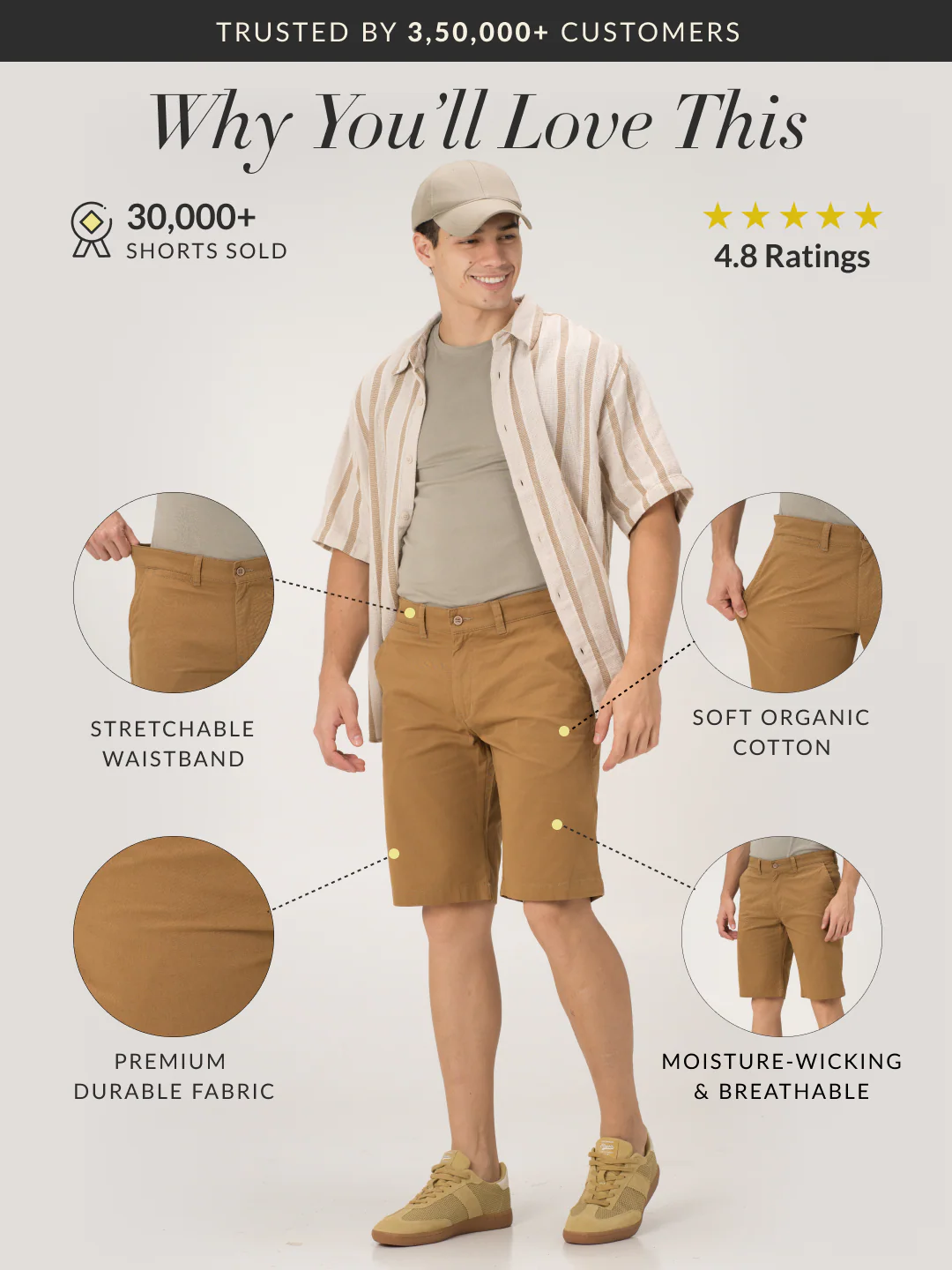 Miso Khaki Chino Shorts - Image 2