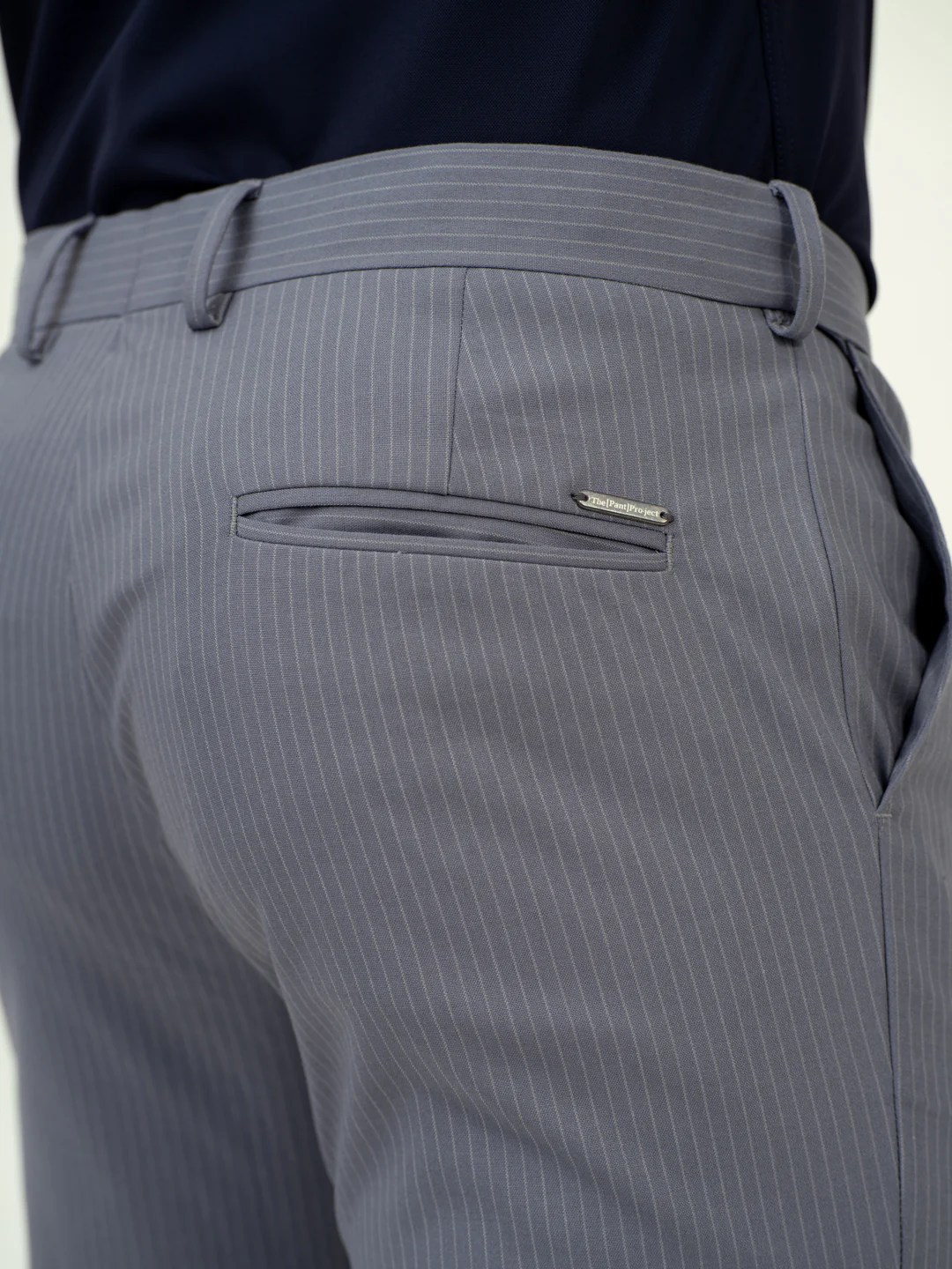 Mist Grey Stripes Stretch Formal Pants - Image 5