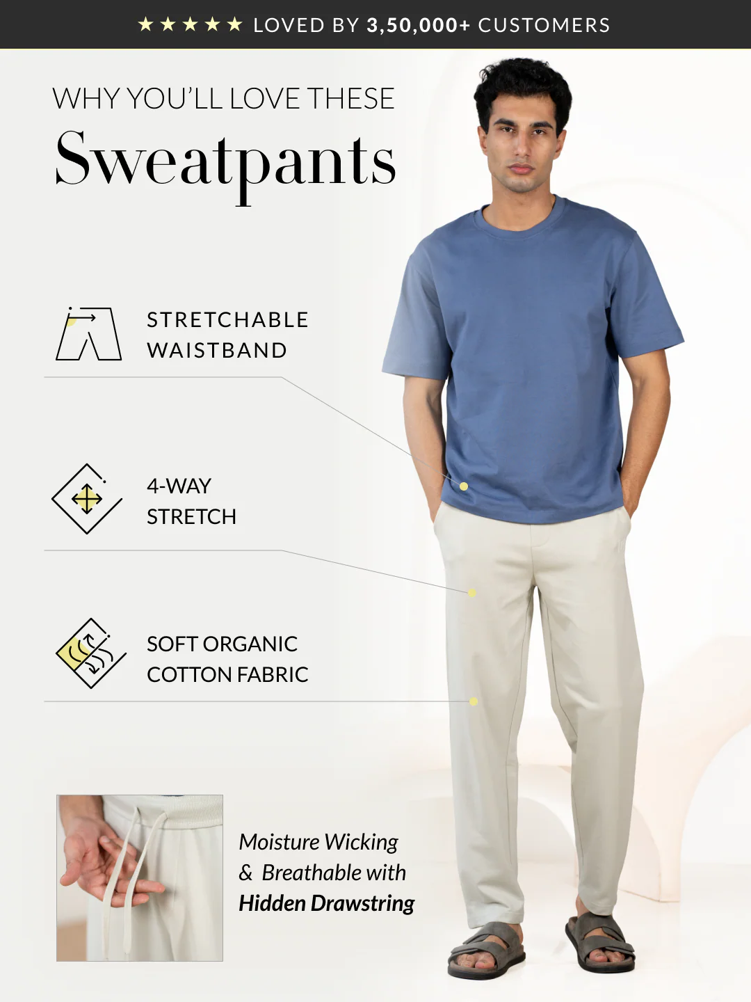 Mistline Grey Cotton Sweatpants - Image 2
