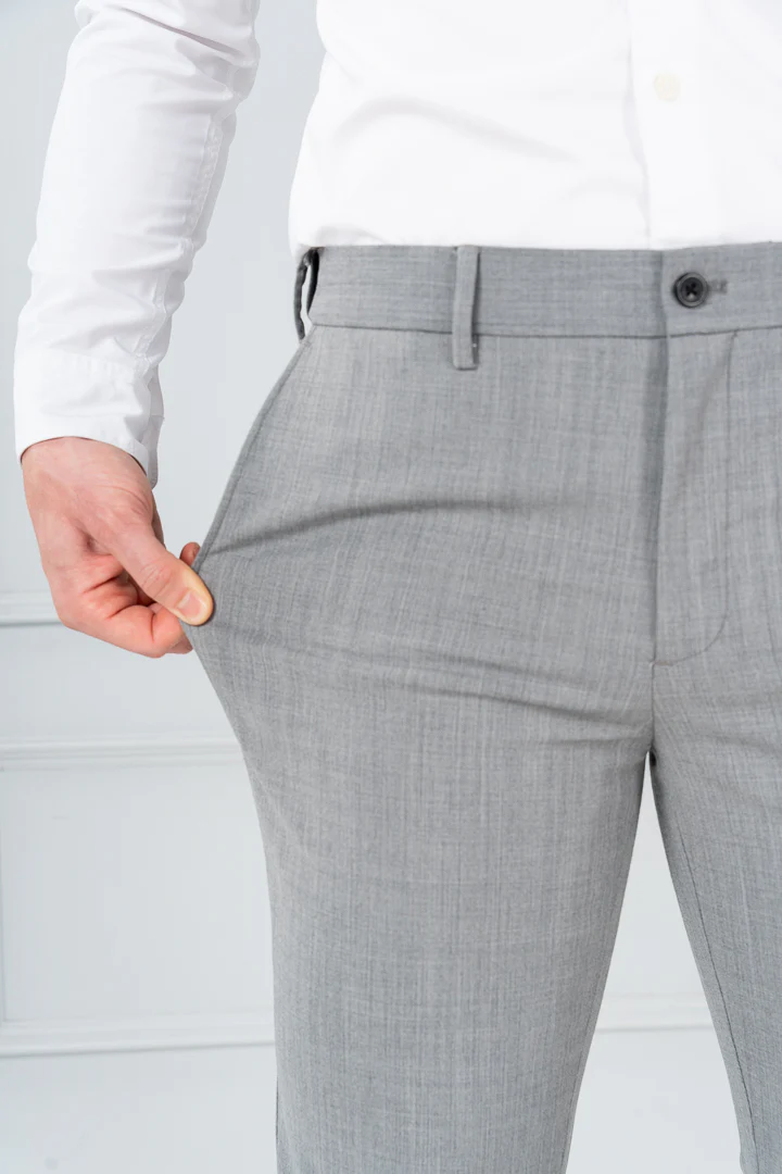 Misty Grey Melange Merino Wool Pants - Image 3