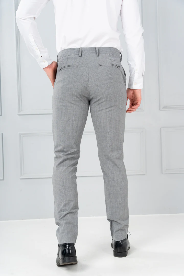 Misty Grey Melange Merino Wool Pants - Image 6