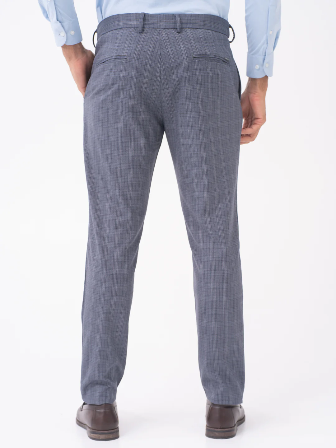 Mockingbird Grey Checks Slim Fit Stretch Formal Pants - Image 7