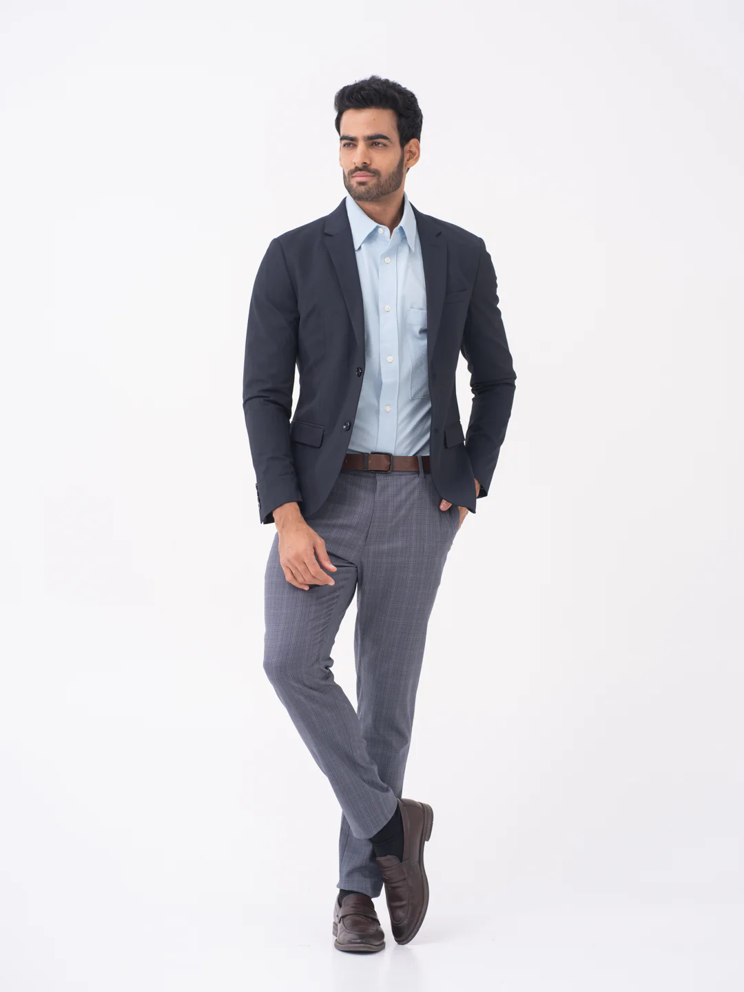 Mockingbird Grey Checks Slim Fit Stretch Formal Pants - Image 9