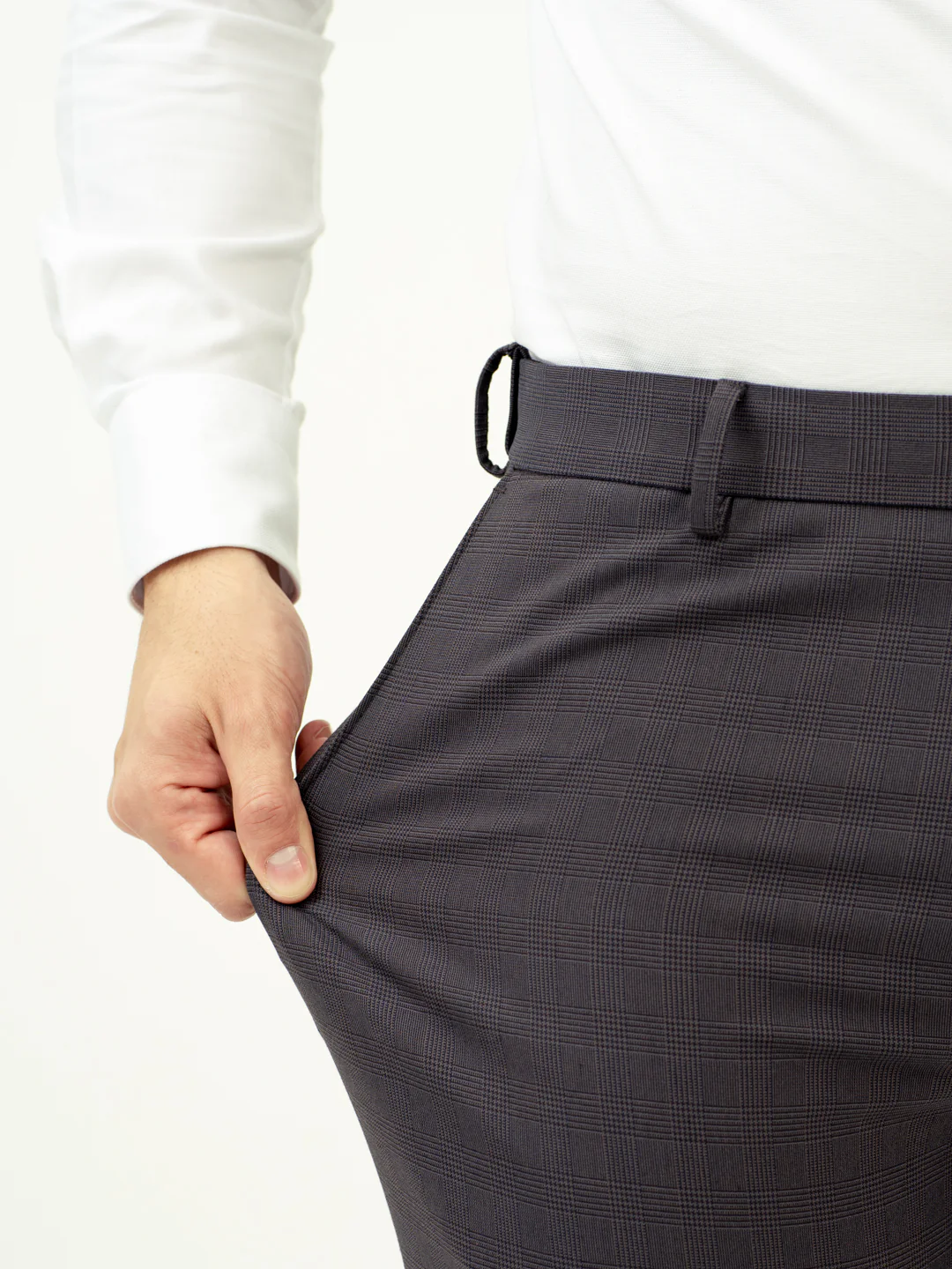 Molten Grey Checks Stretch Formal Pants - Image 3