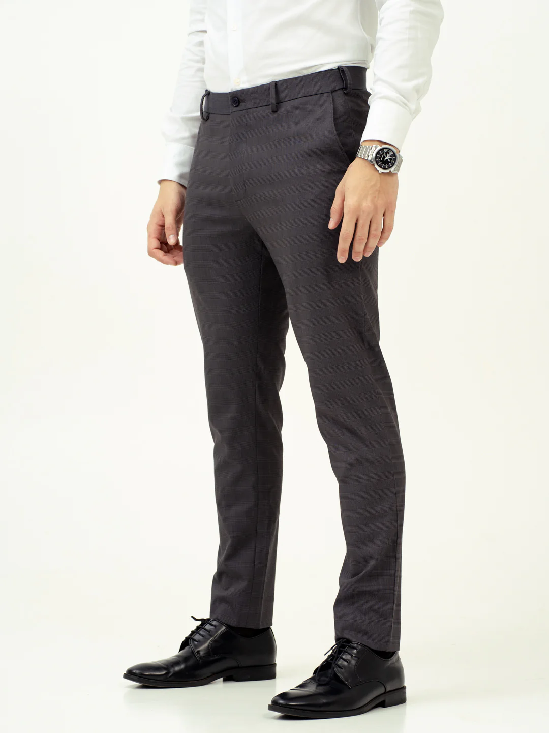 Molten Grey Checks Stretch Formal Pants - Image 9