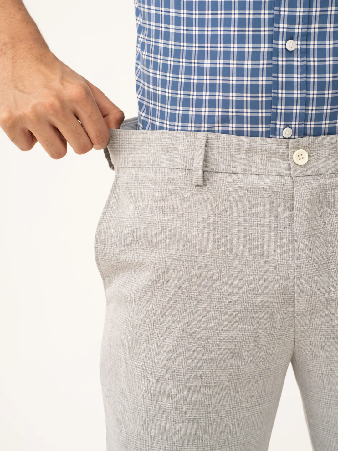 Moonlit Grey Checks Stretch Formal Pants - Image 11
