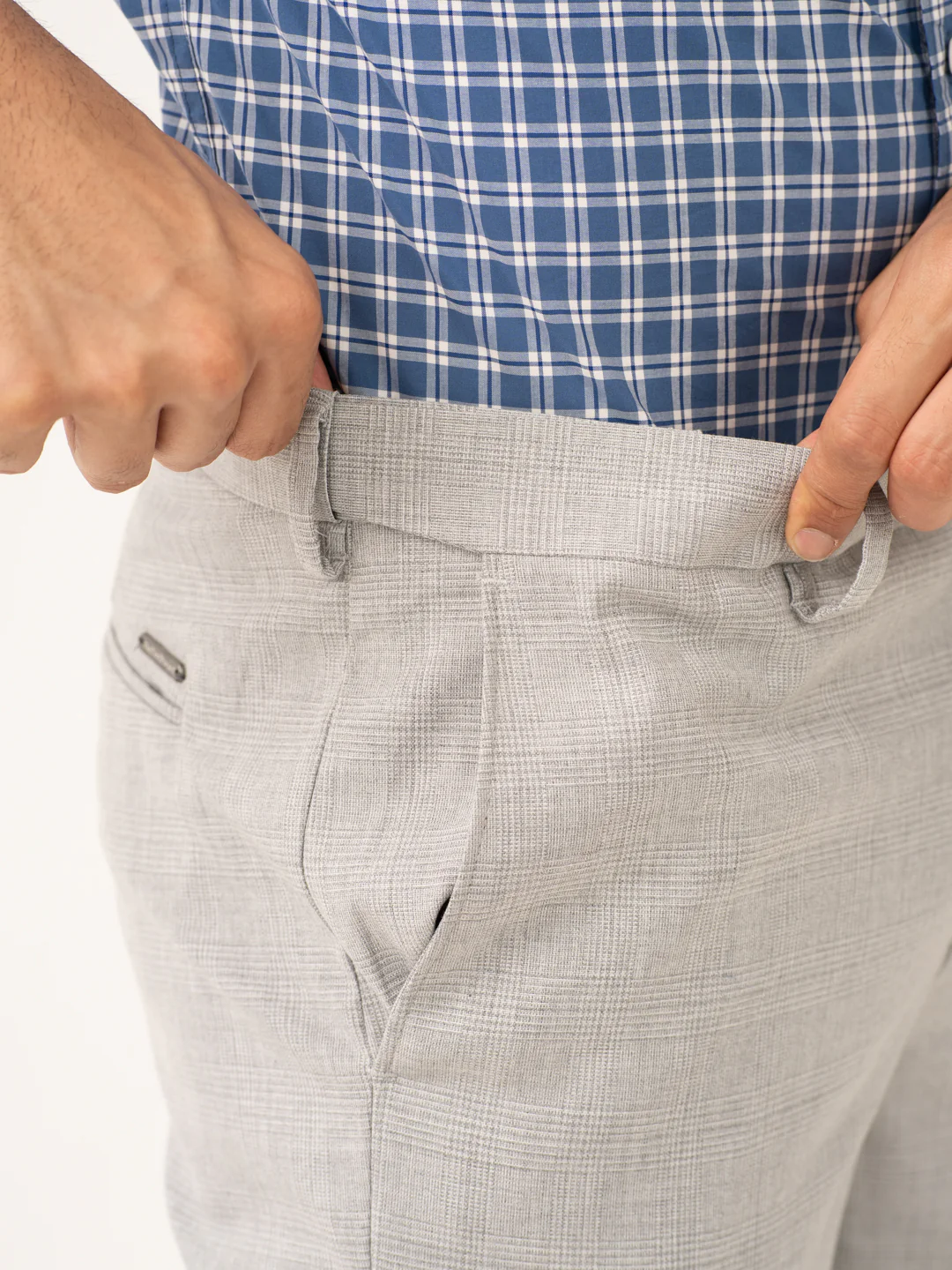 Moonlit Grey Checks Stretch Formal Pants - Image 3