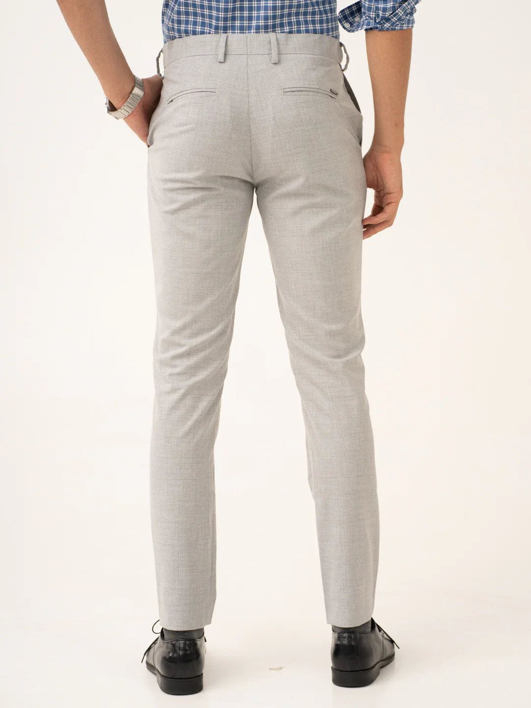 Moonlit Grey Checks Stretch Formal Pants - Image 5
