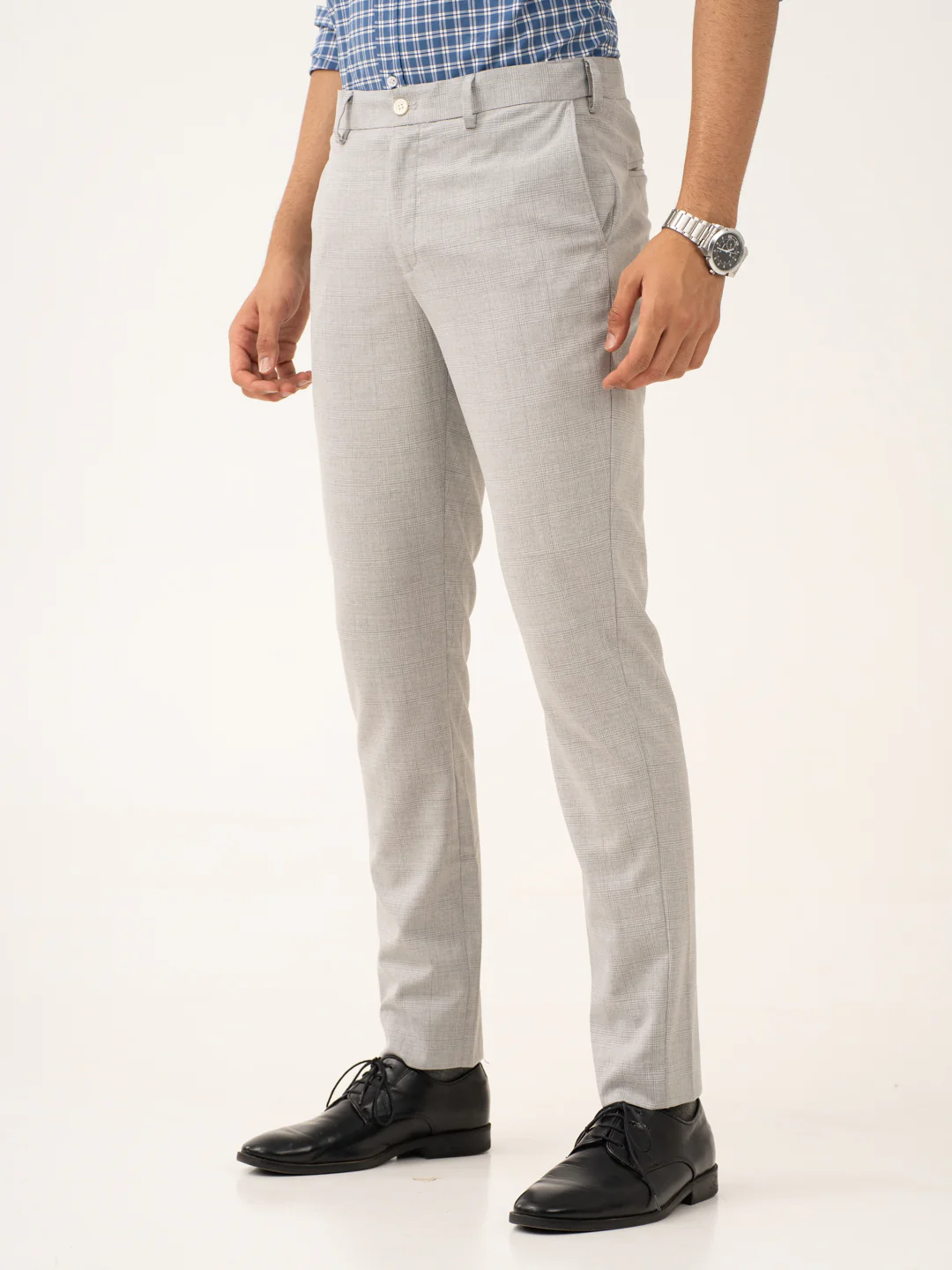 Moonlit Grey Checks Stretch Formal Pants - Image 6
