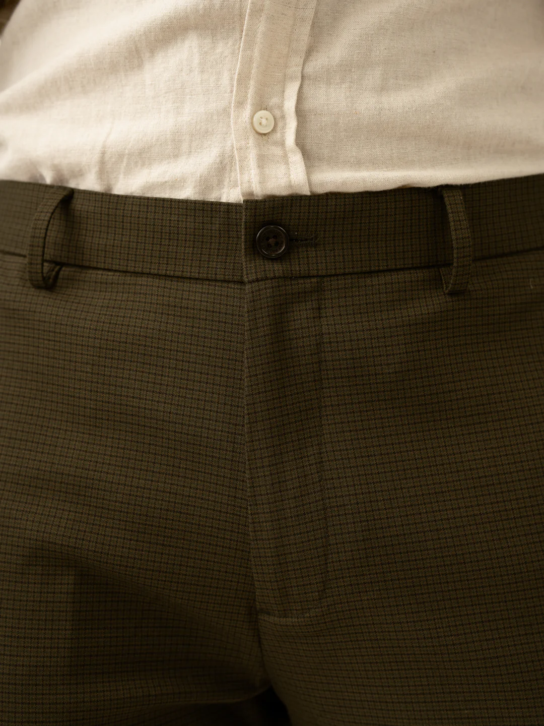Moss Green Micro Checks Slim Fit Stretch Formal Pant - Image 8