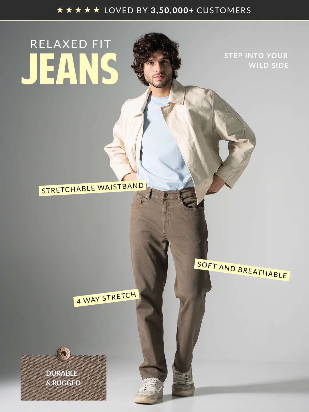 Mossstone Olive Relaxed Fit Jeans - Image 3