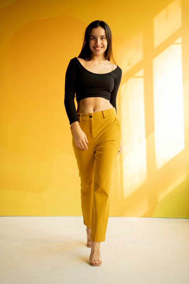 Mustard Cotton Stretch Chinos - Women - Image 3