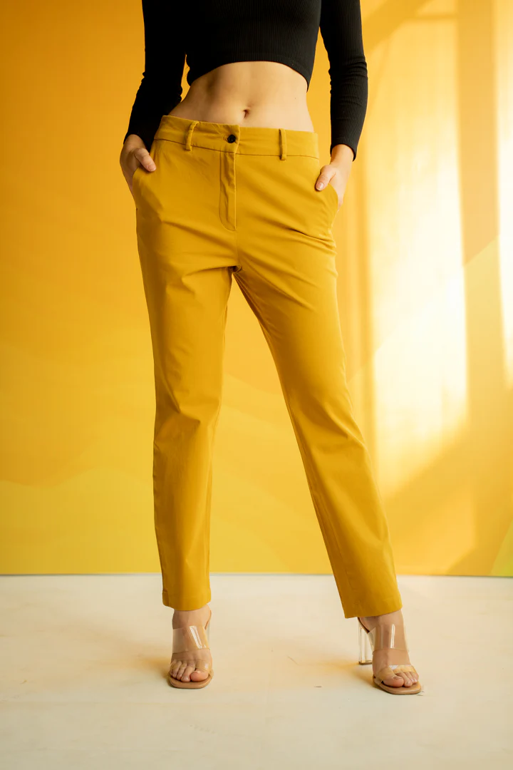 Mustard Cotton Stretch Chinos - Women - Image 5