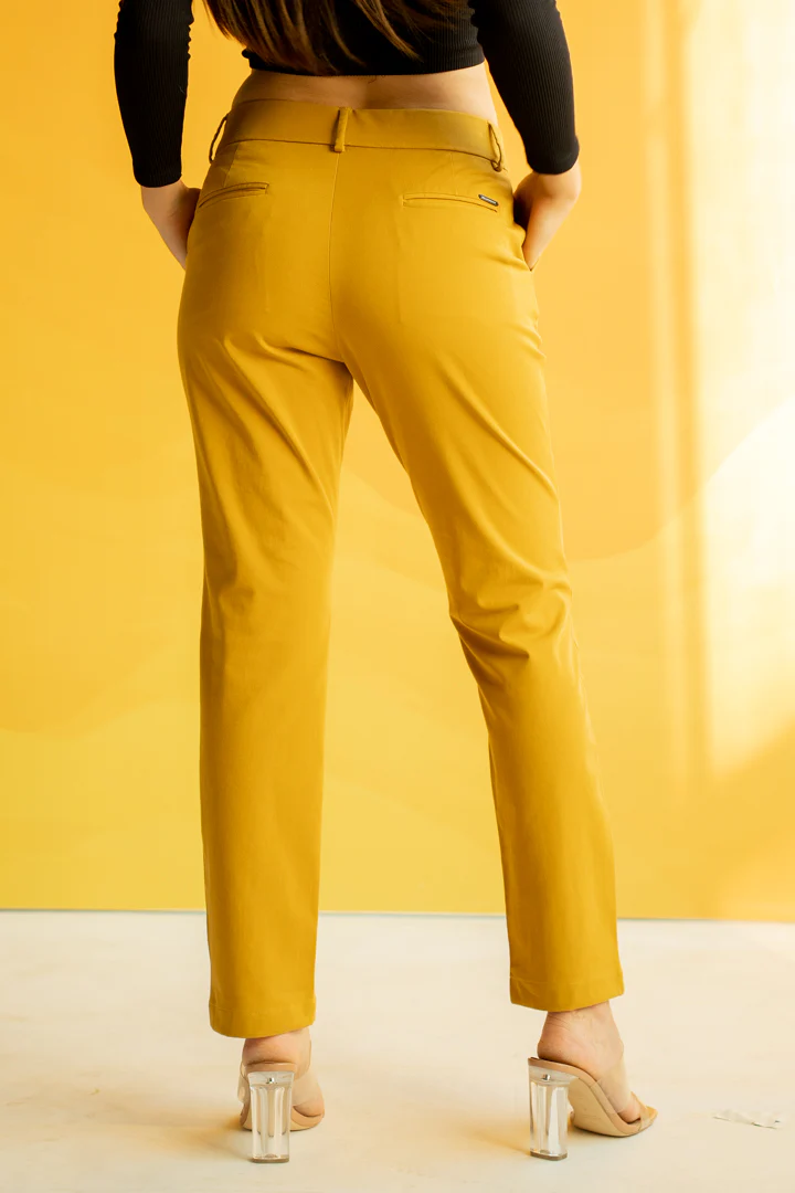 Mustard Cotton Stretch Chinos - Women - Image 6