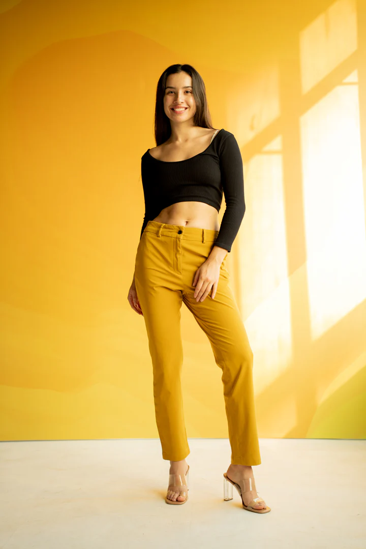Mustard Cotton Stretch Chinos - Women - Image 7