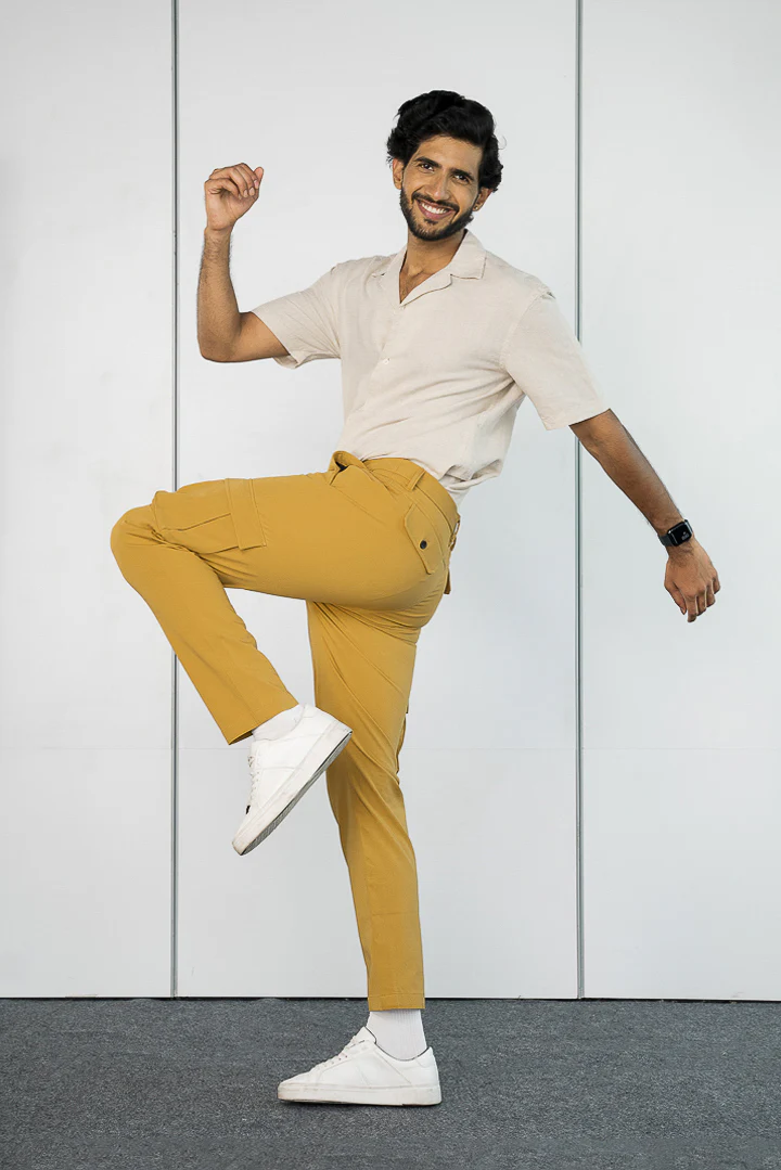 Mustard Stretch Cargo Pants - Image 2