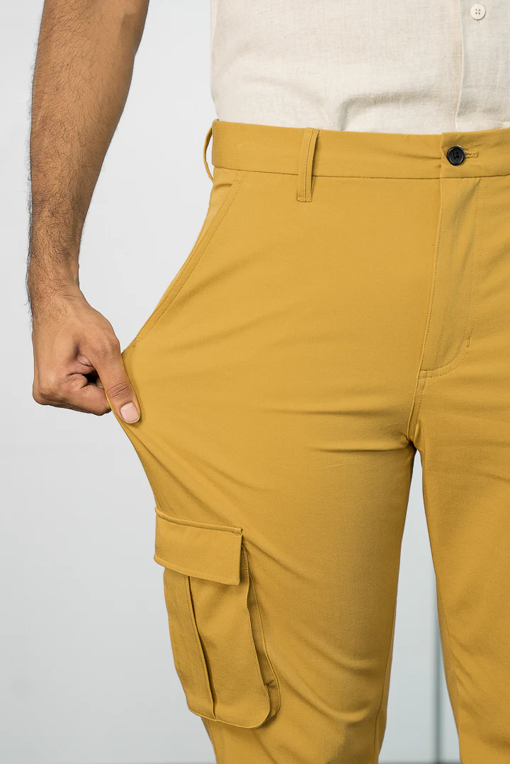 Mustard Stretch Cargo Pants - Image 3