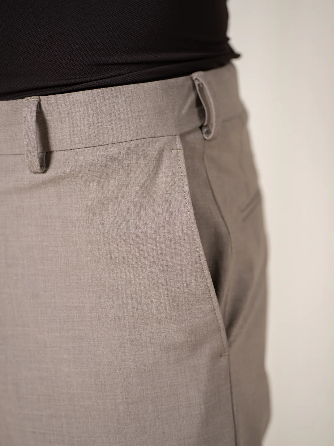 Muted Khaki Relaxed Fit Stretch Formal Pants - Image 9