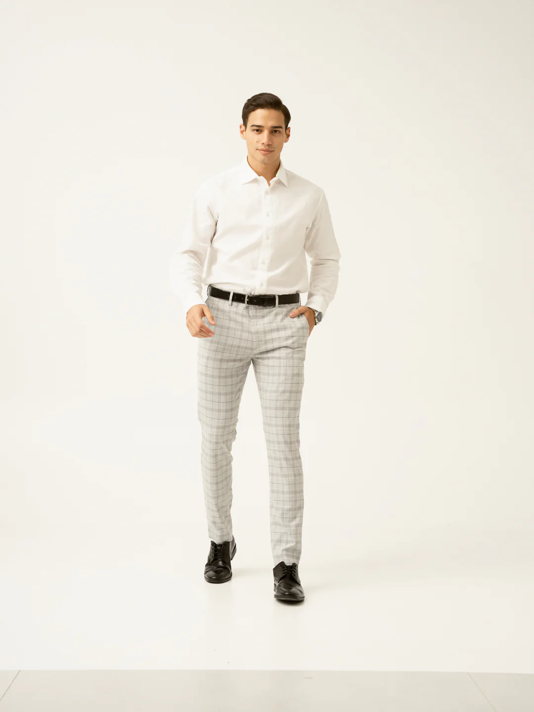 Native Grey Checks Formal Pants - Image 2