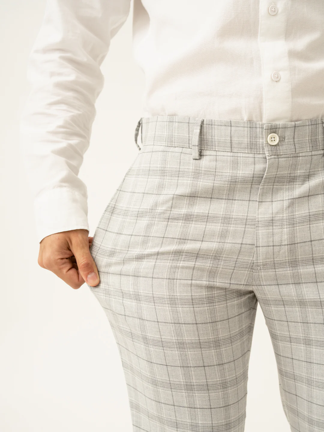 Native Grey Checks Formal Pants - Image 3