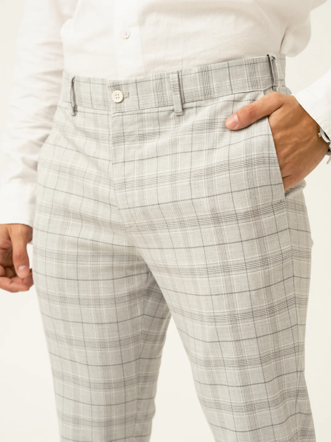 Native Grey Checks Formal Pants - Image 5