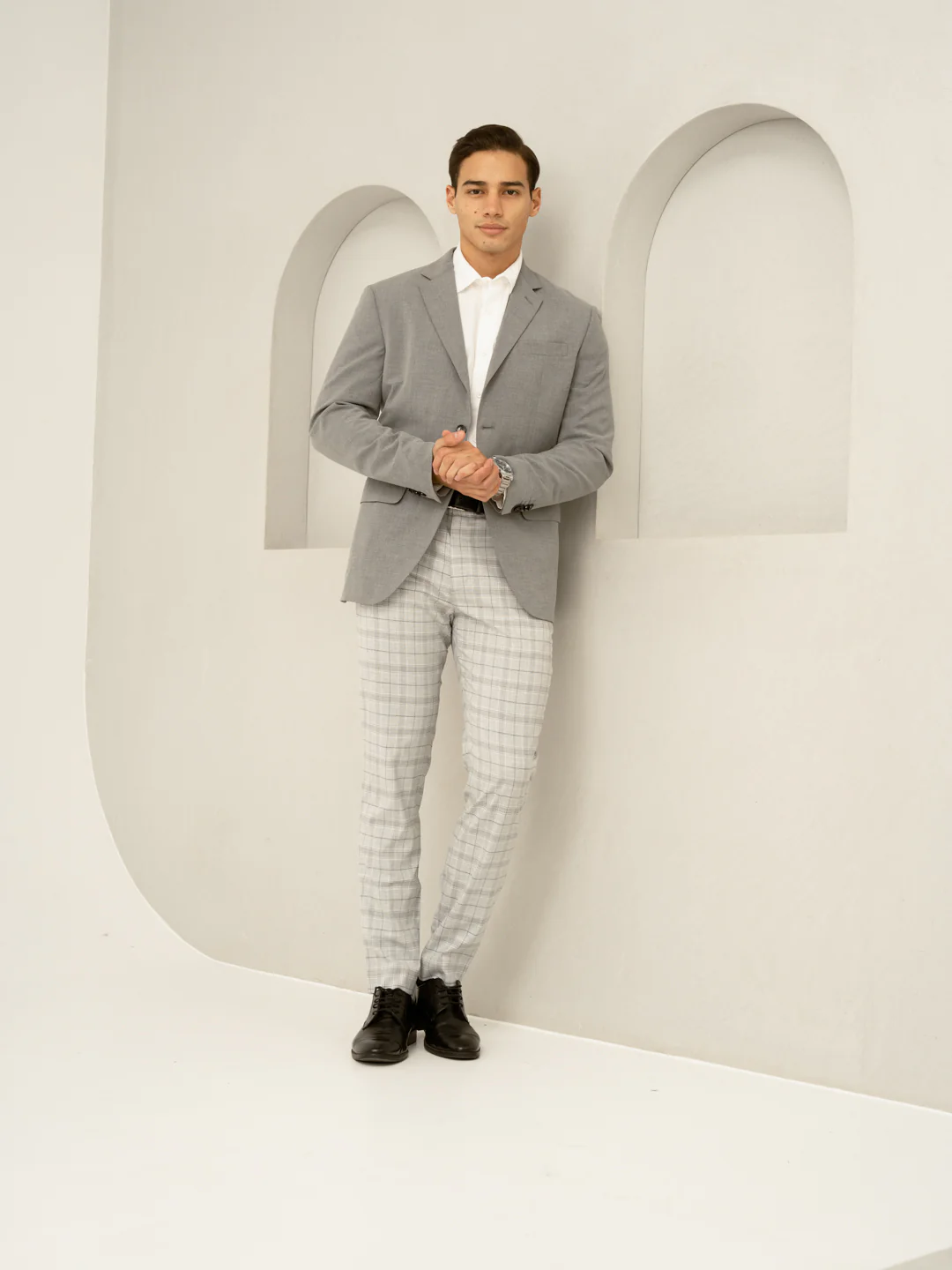 Native Grey Checks Formal Pants - Image 6