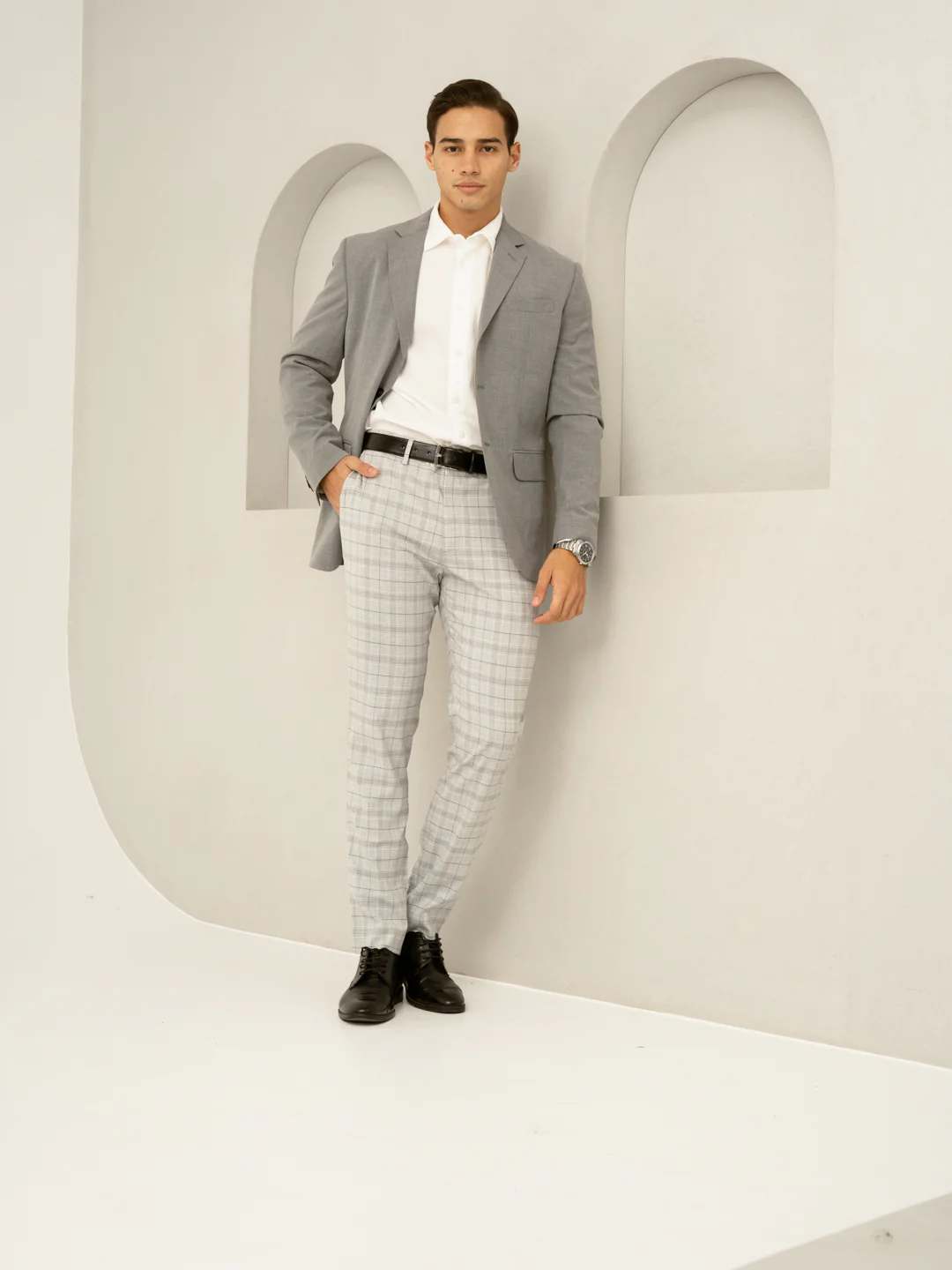 Native Grey Checks Formal Pants - Image 9