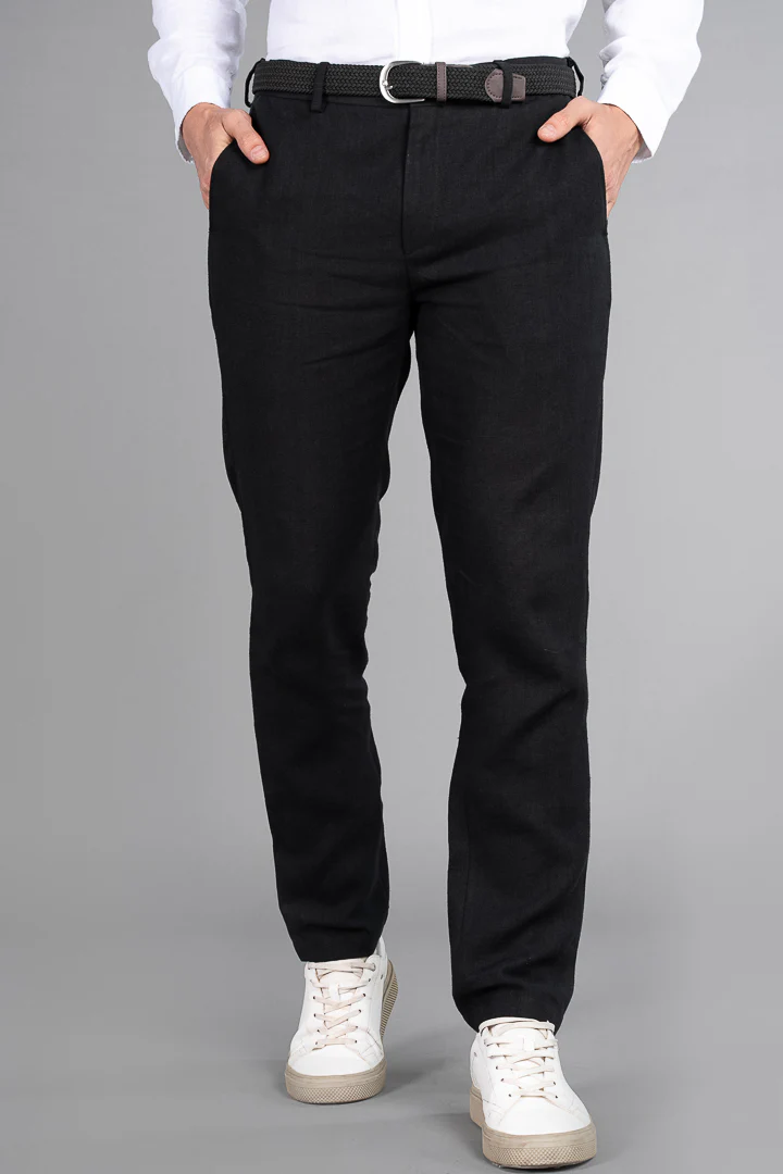 Natural Black 100% Linen Pants - Image 4