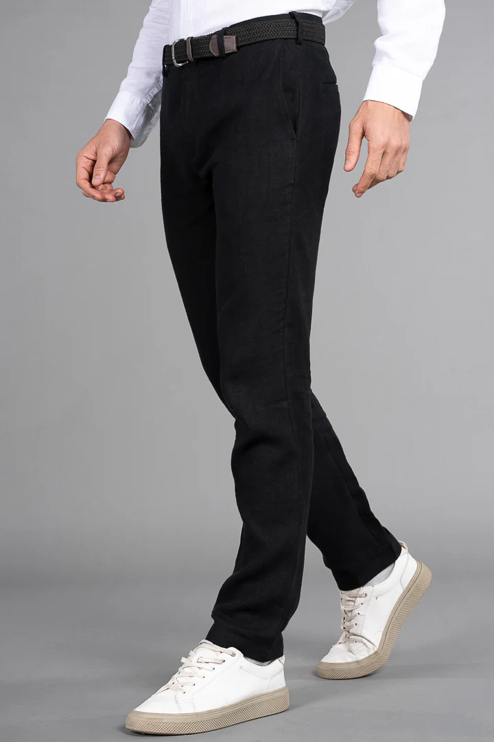 Natural Black 100% Linen Pants - Image 5
