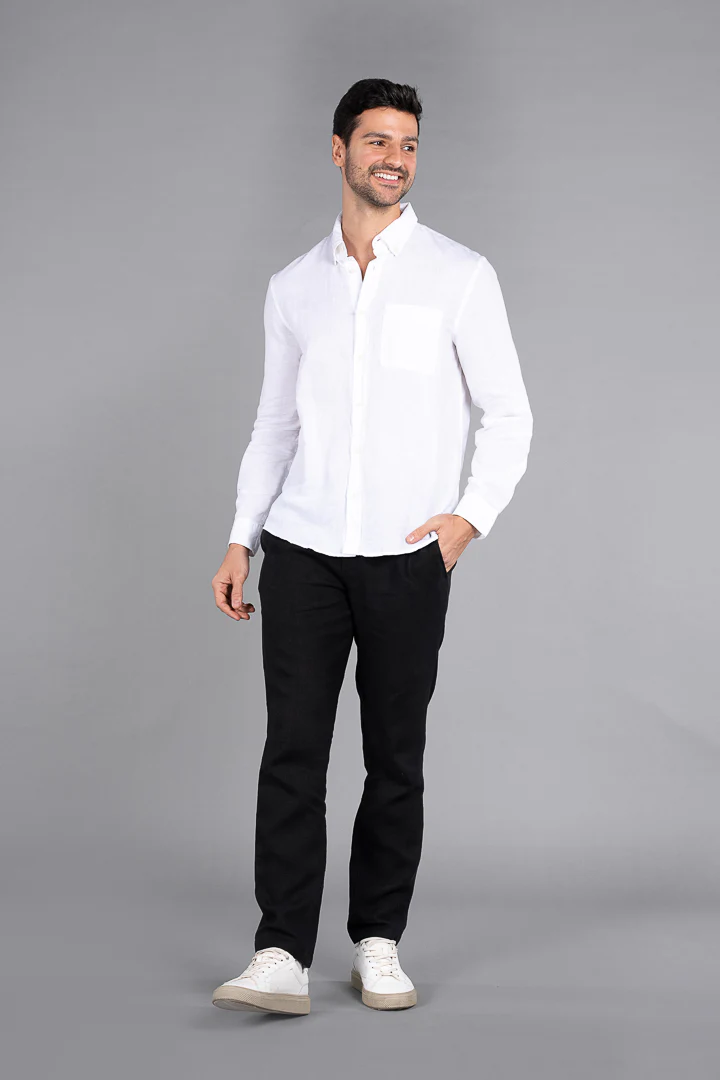 Natural Black 100% Linen Pants - Image 7