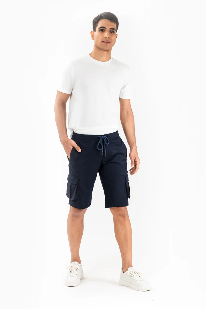 Navy All Weather Stretch Cargo Shorts - Image 4